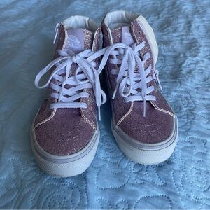 Girls Sk8 Hi Vans Glittery Purple